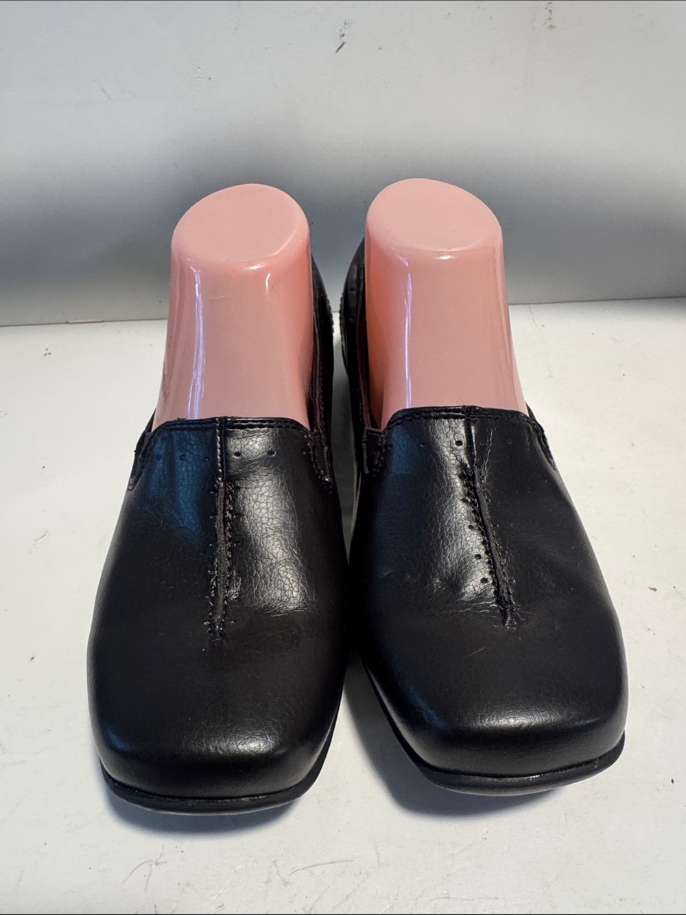 easy street Black Leather Slip-On Loafers